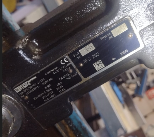 Type BFS250/60-Z+320 No. 0213001971