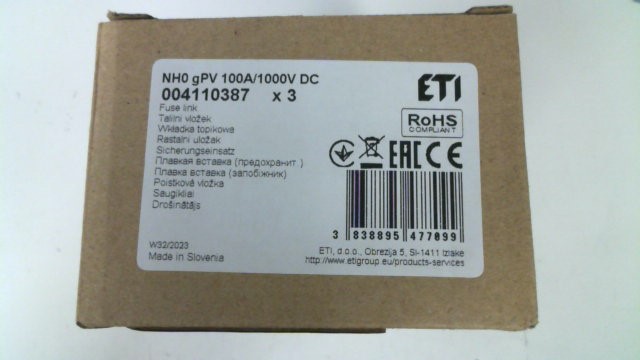 P/N: 4110387, Type: NH 0/100A DC 1000V