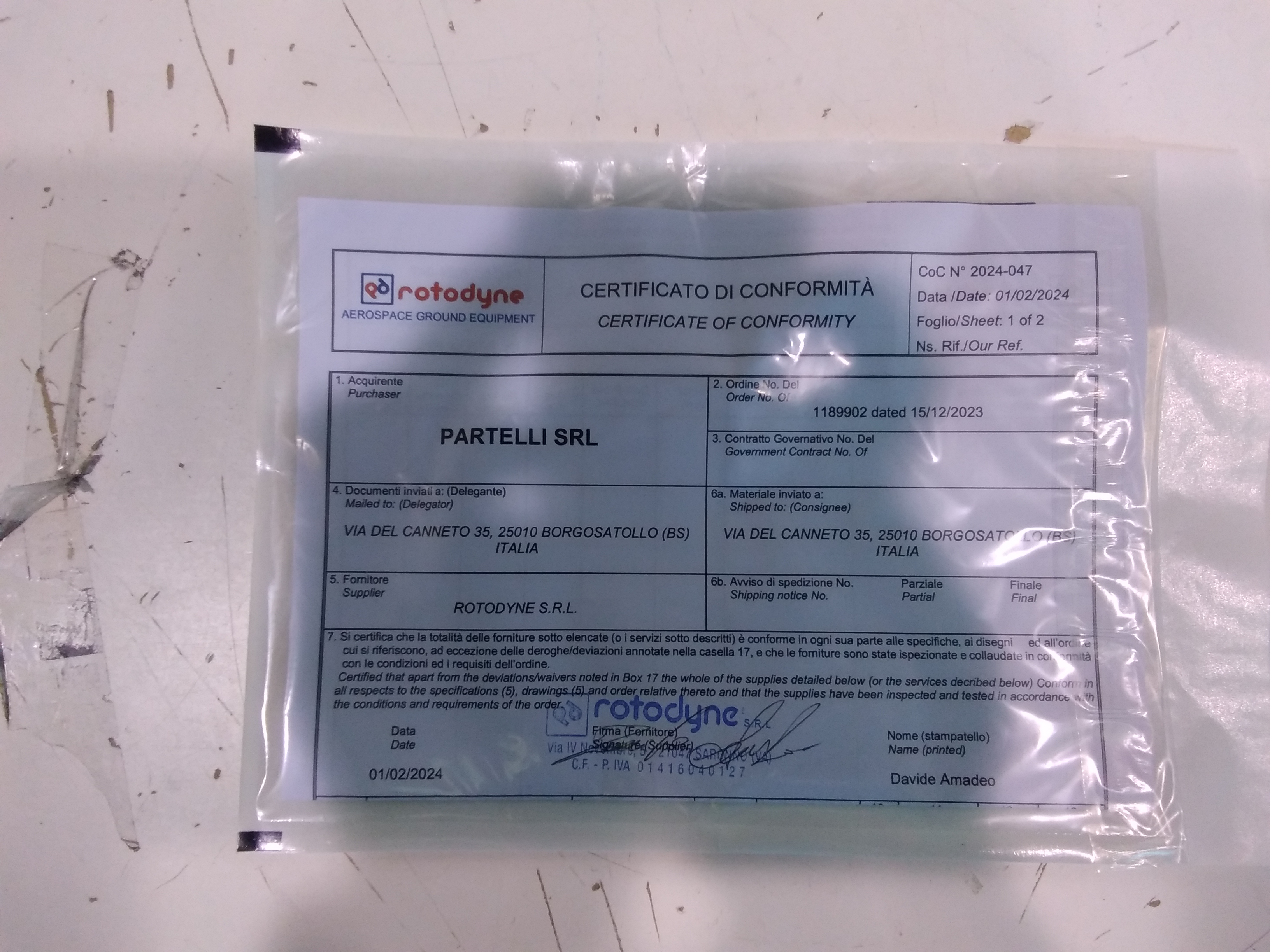 Certificate of Conformity
