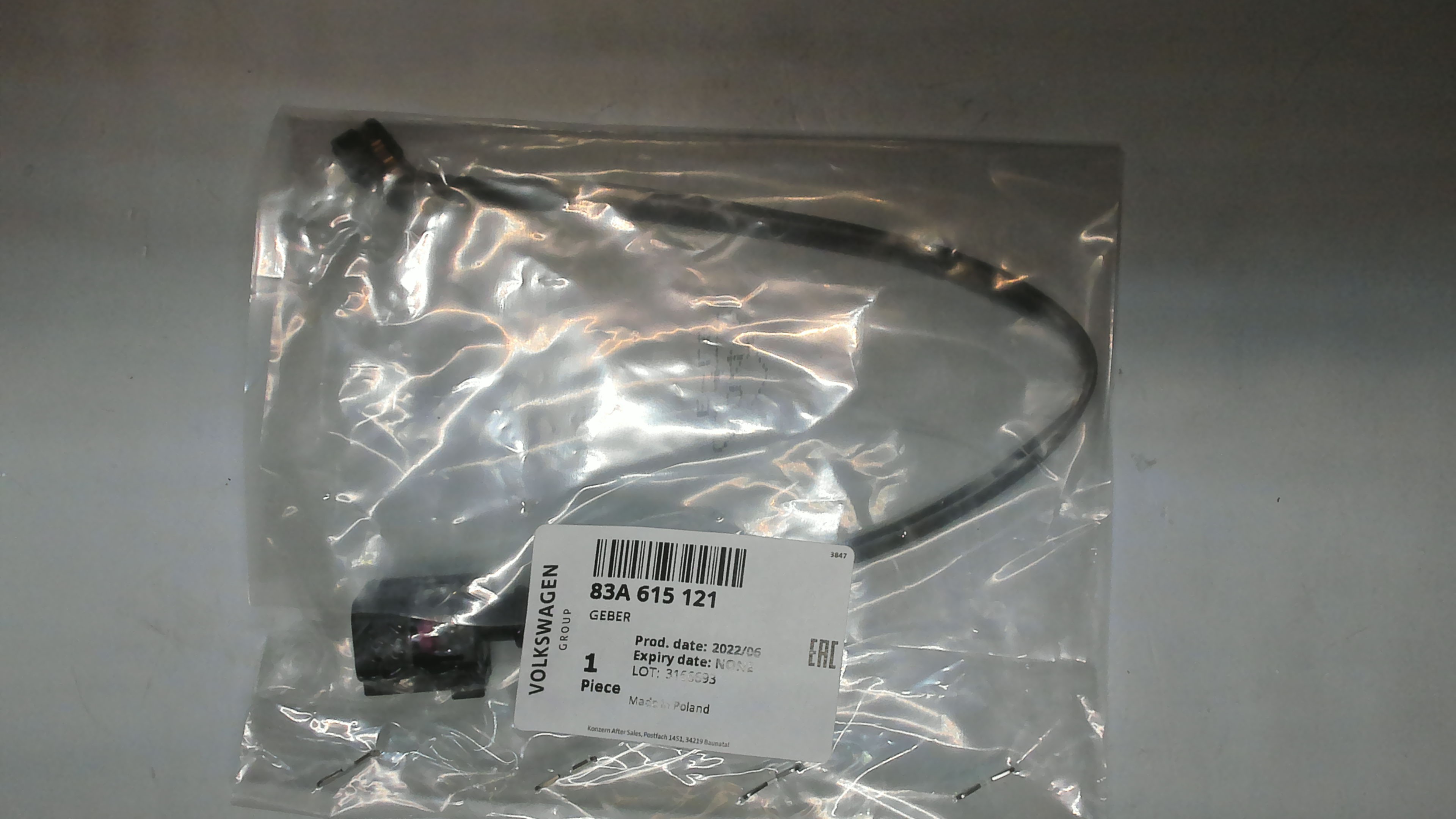 Original Audi Warngeberleitung Kontaktgeber Geber Bremsbeläge Verschleißanzeige 83A615121