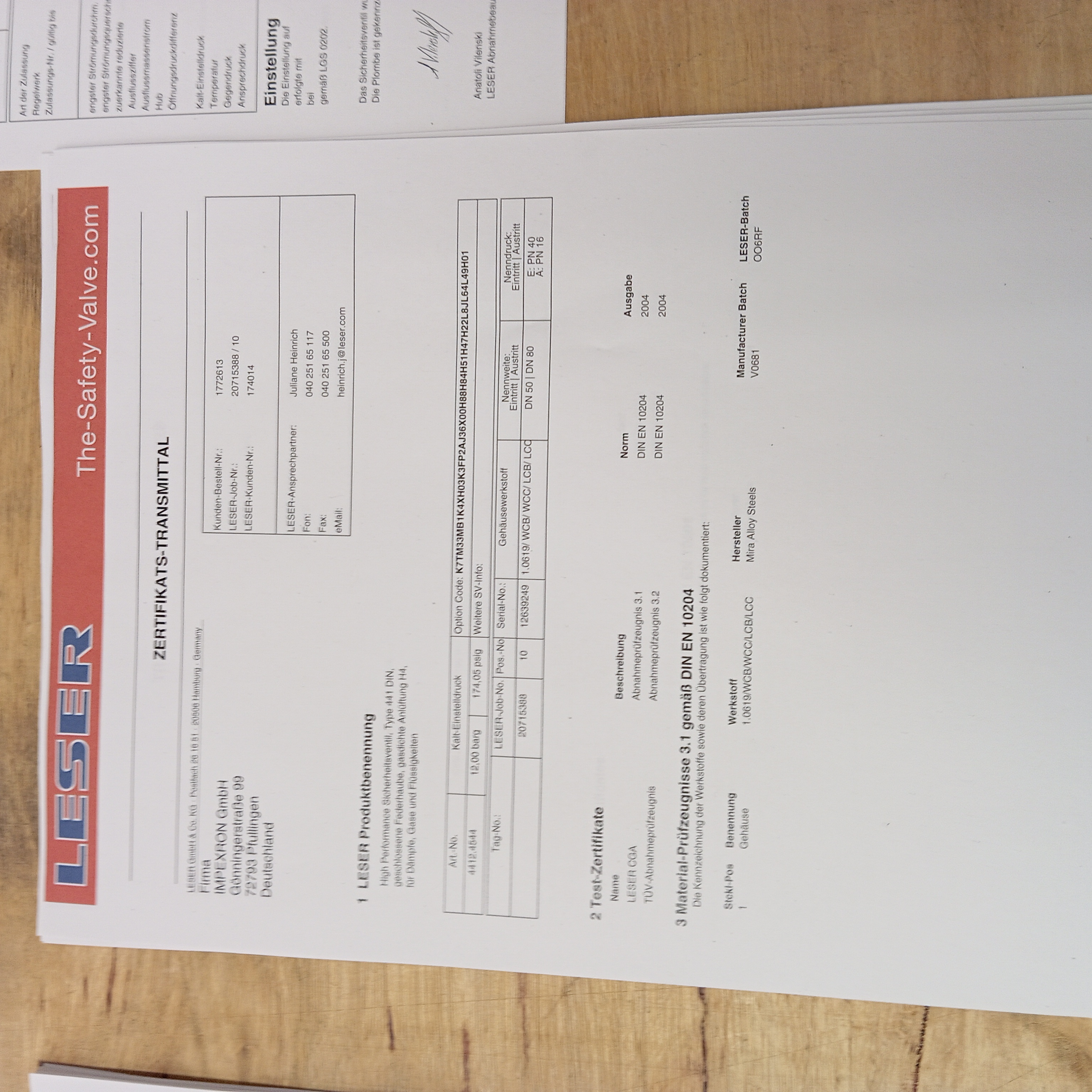H01 Certificate