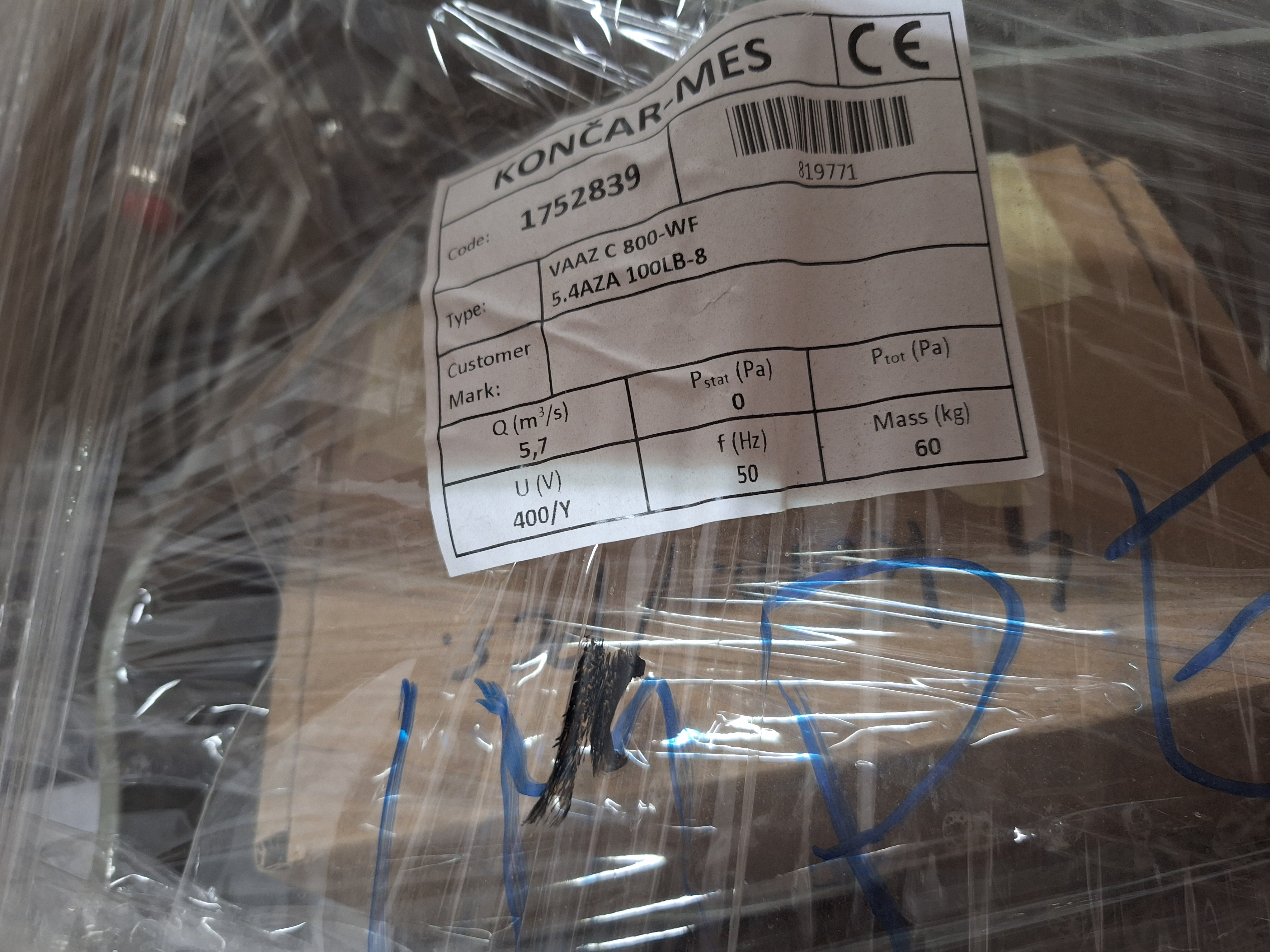 VAAZ C 800-WF 5,7 m3/s 0Pa M100-8 C4