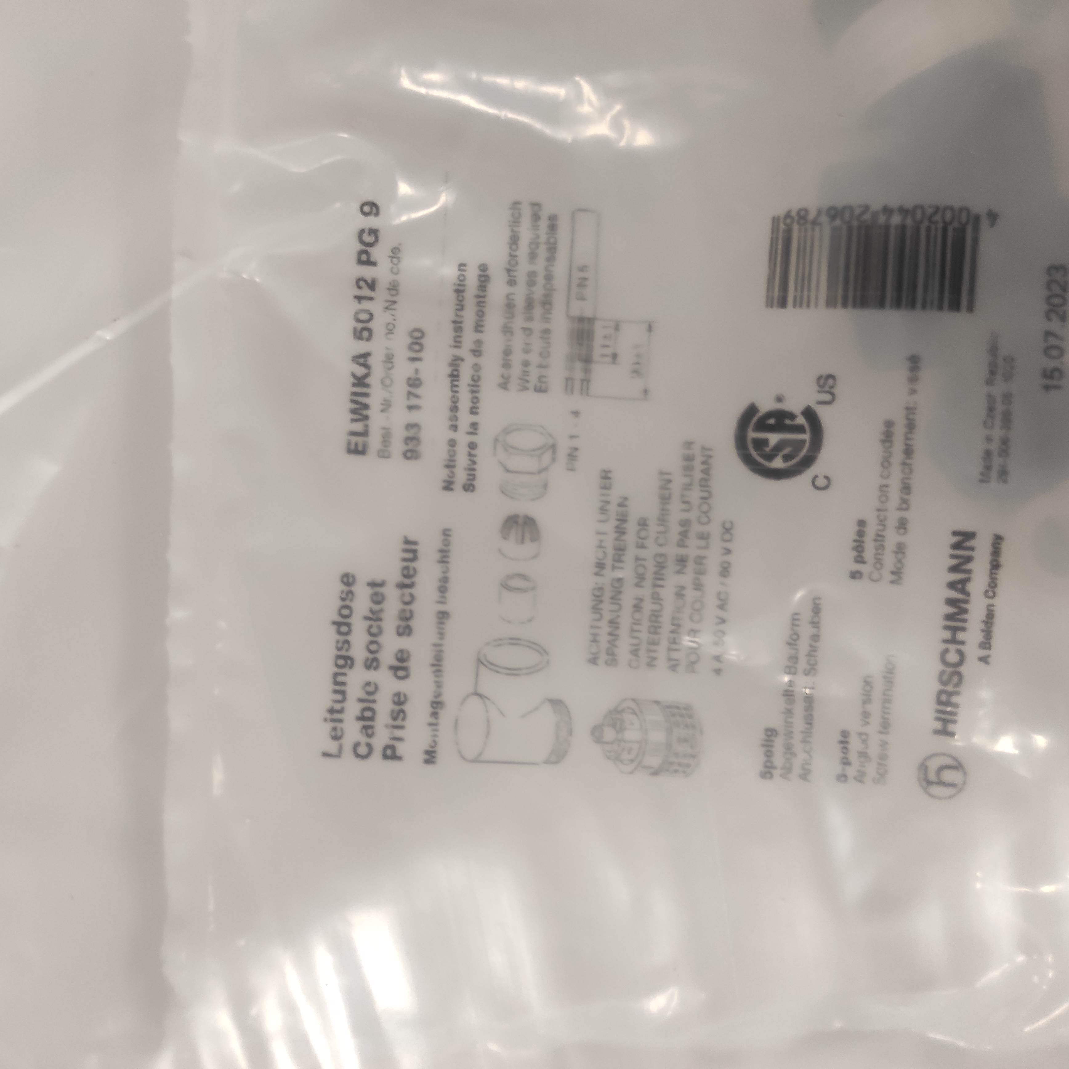 M12/5 cable socket