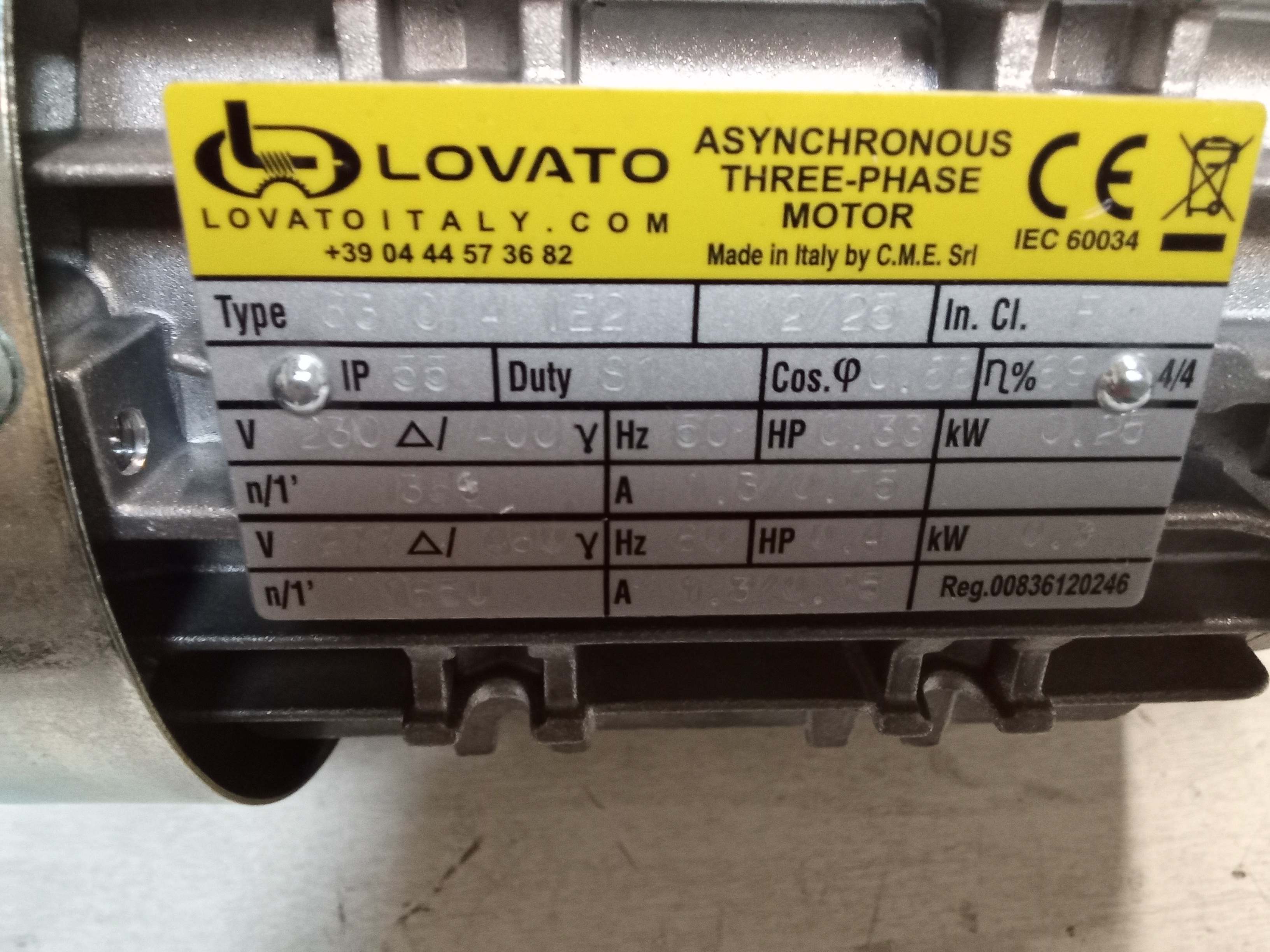 230/400 V - 50 HZ - IP 55 - Cl. F - S1 - IE2