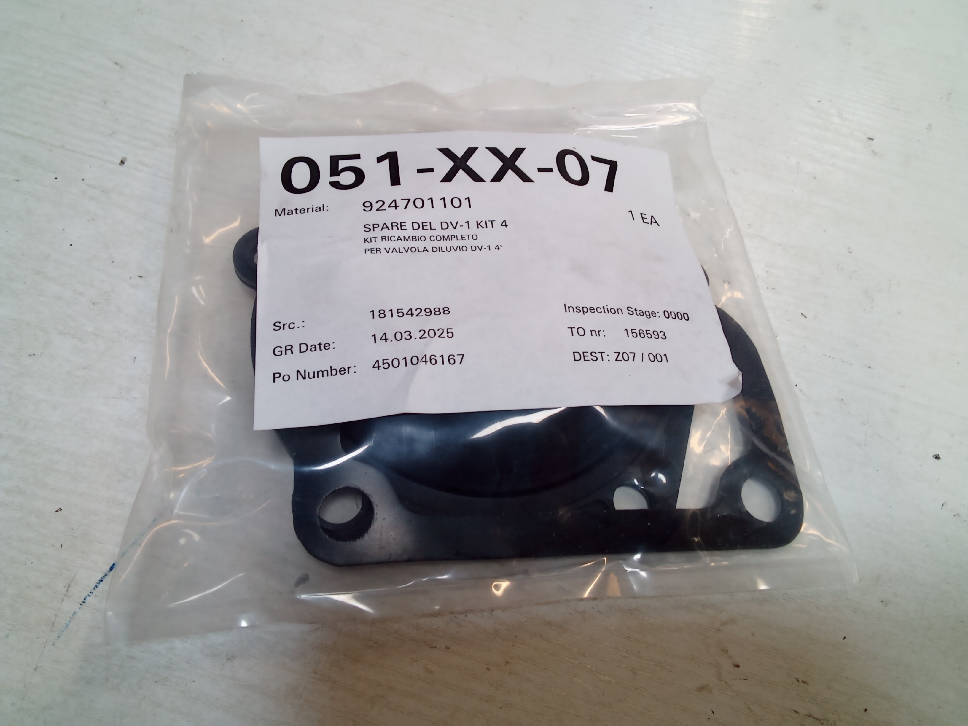 J999 / KIT FOR VALVE DV-1 4''