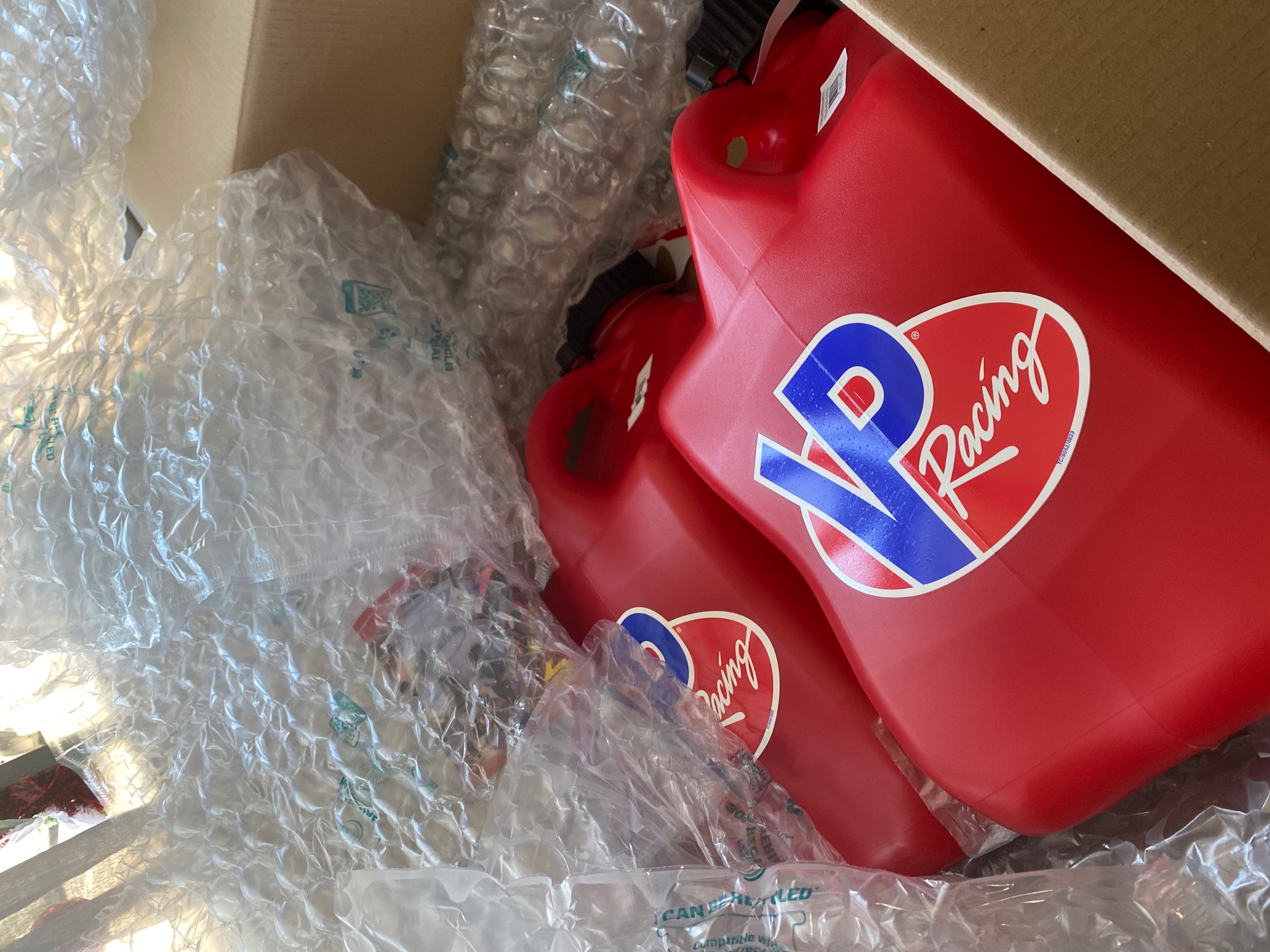 VP Racing 20L (5.5 Gal) Square Motorsport Fuel Jug Red + Deluxe Filler Hose