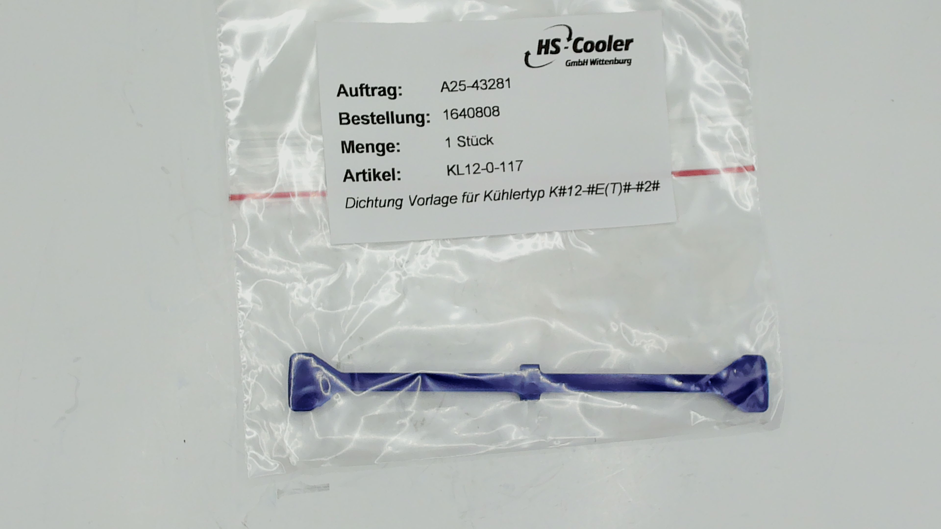 Gasket template for cooler type K#12-#E(T)#-#2# KL12-0-117