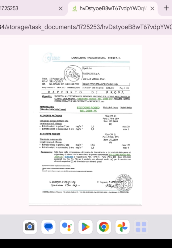 MATERIAL CERTIFICATION