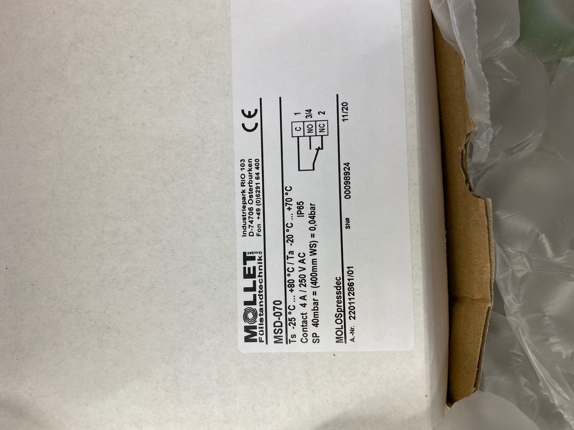 P/N: 90261089; Type:MSD-070