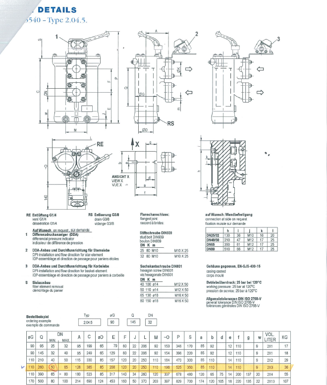 G 110/Q:260/ DN:50